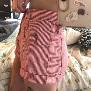vintage red gingham high waisted shorts